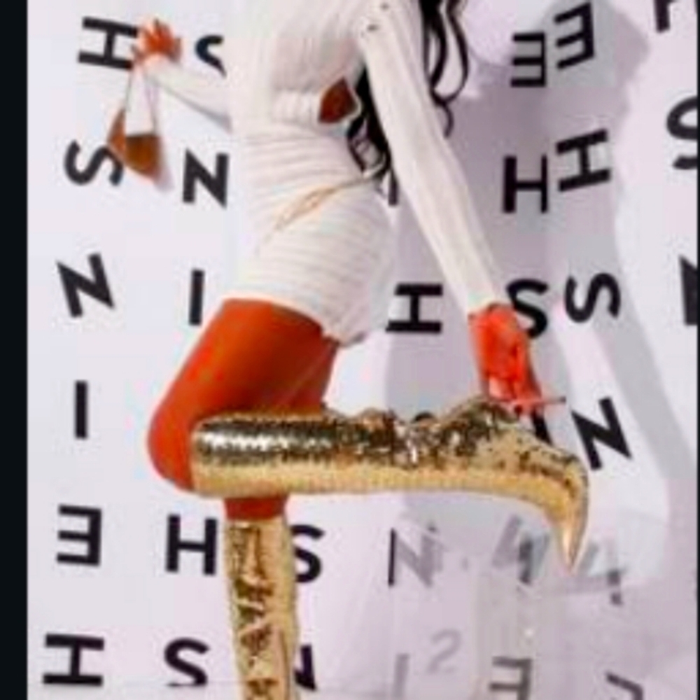 SHEIN sequin decor point toe stiletto boots